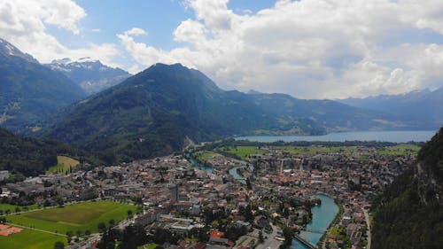 Aerial Footage of a Town in Switzerland