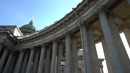 Pillars And Columns Of A Church Building Facade