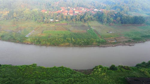 An Aerial Footage of a Village in the Countryside