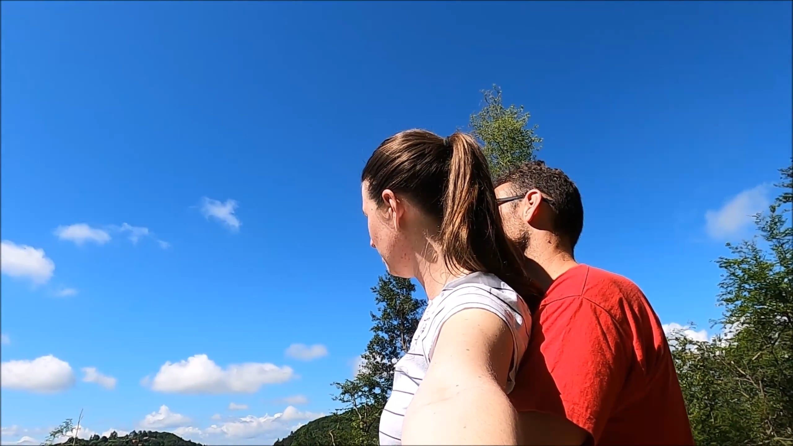 Low Angle Shot of a Couple Hugging Outdoors Free Stock Video Footage ...