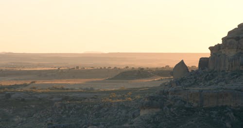 A Semi Desert Landscape at Sunset