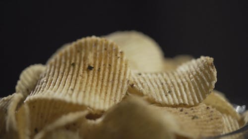 Close up Shot of Potatoes Chips with Seaweed 