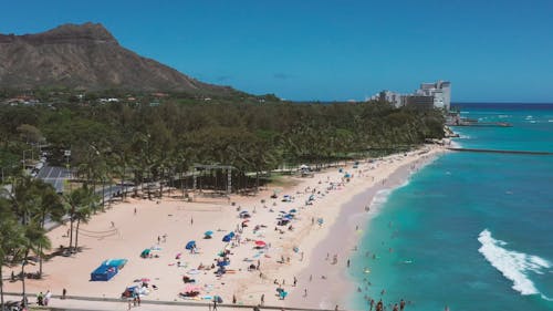 An Aerial Footage of the Waikiki Beach