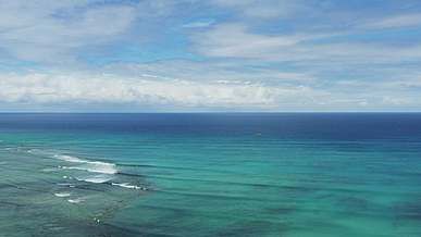 a view of the ocean from a high vantage point