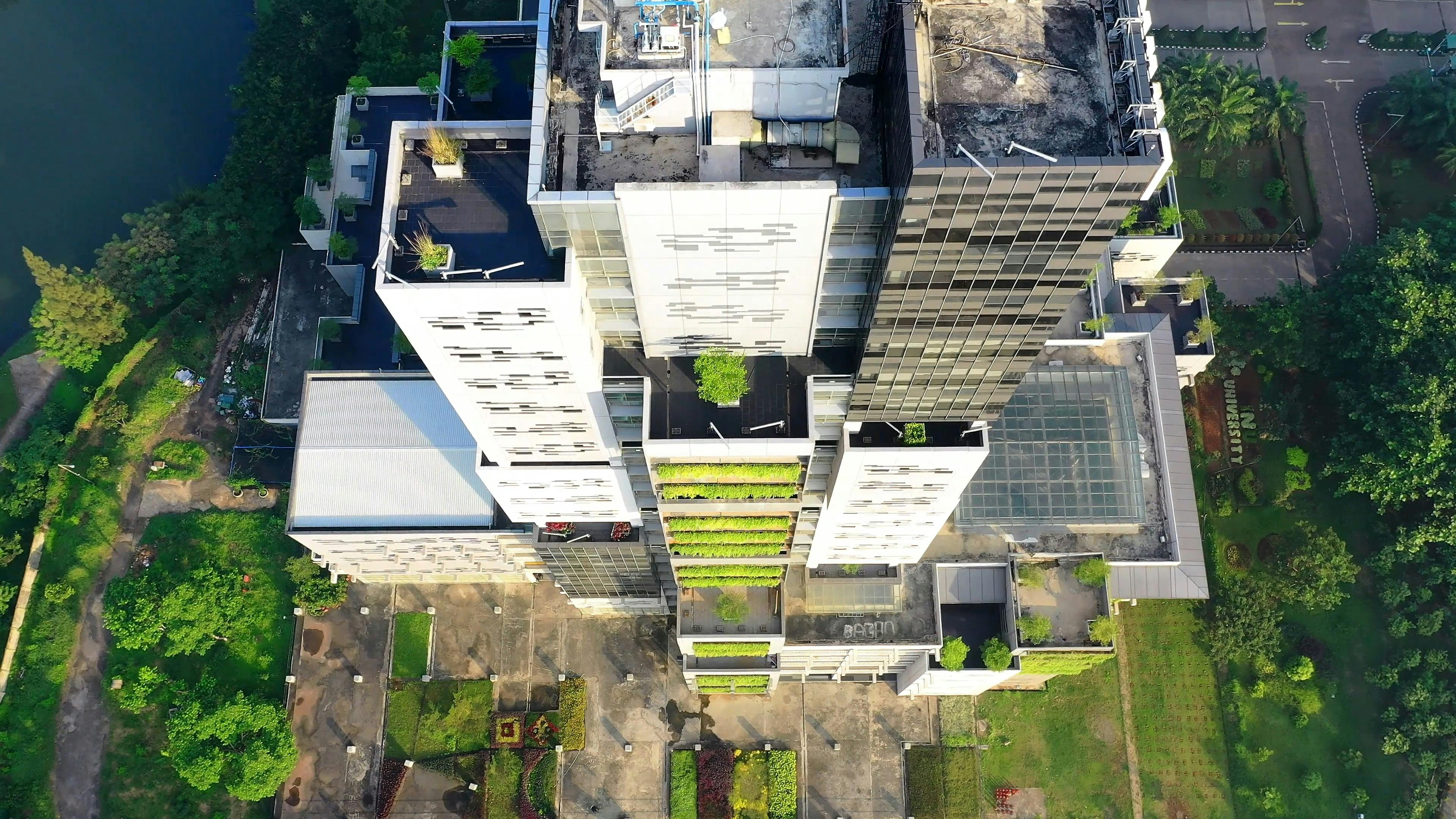 An Aerial Footage of the Binus University Alam Sutera Campus Building ...