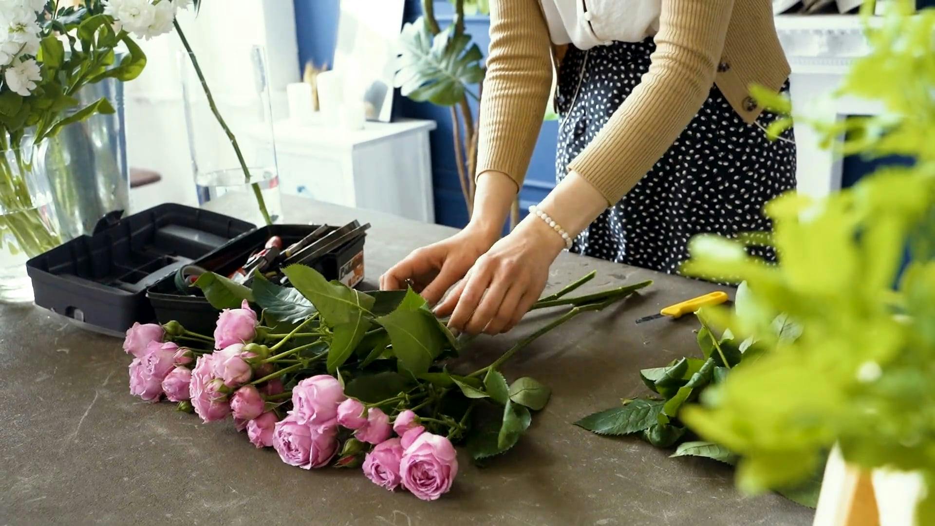 A Person Arranging Flowers · Free Stock Video