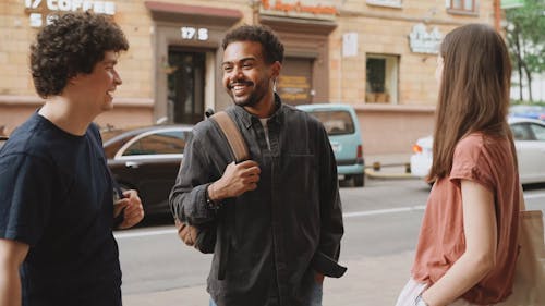 Video Of People Talking On Side Street