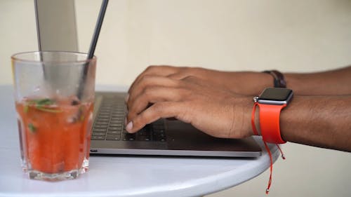Person Using A Computer Laptop