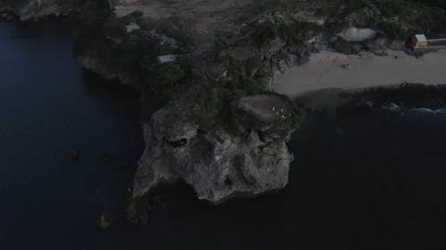 Drone Footage Of Rock Formation On Seaside