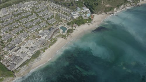 Drone View Of An Island Beach Resort