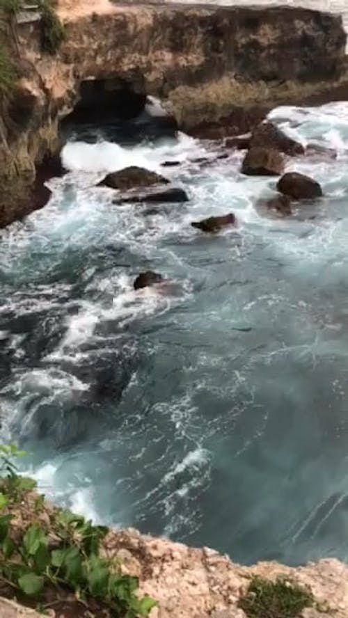 Big Waves Crashing The Cliff Coast