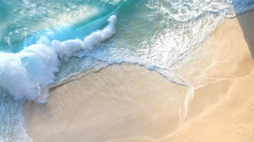 An Aerial Footage of Crashing Waves