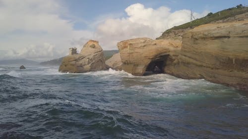 Waves Crashing on the Cliffed Coast