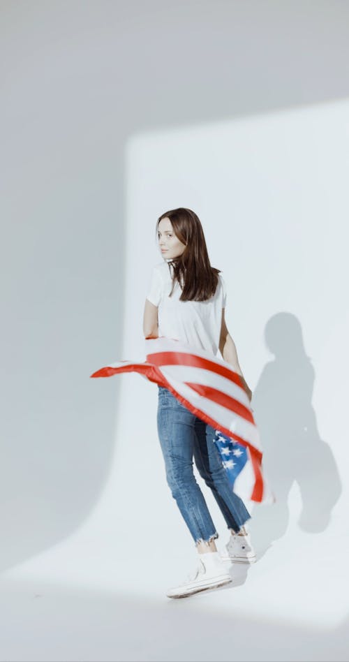 Woman With an American Flag