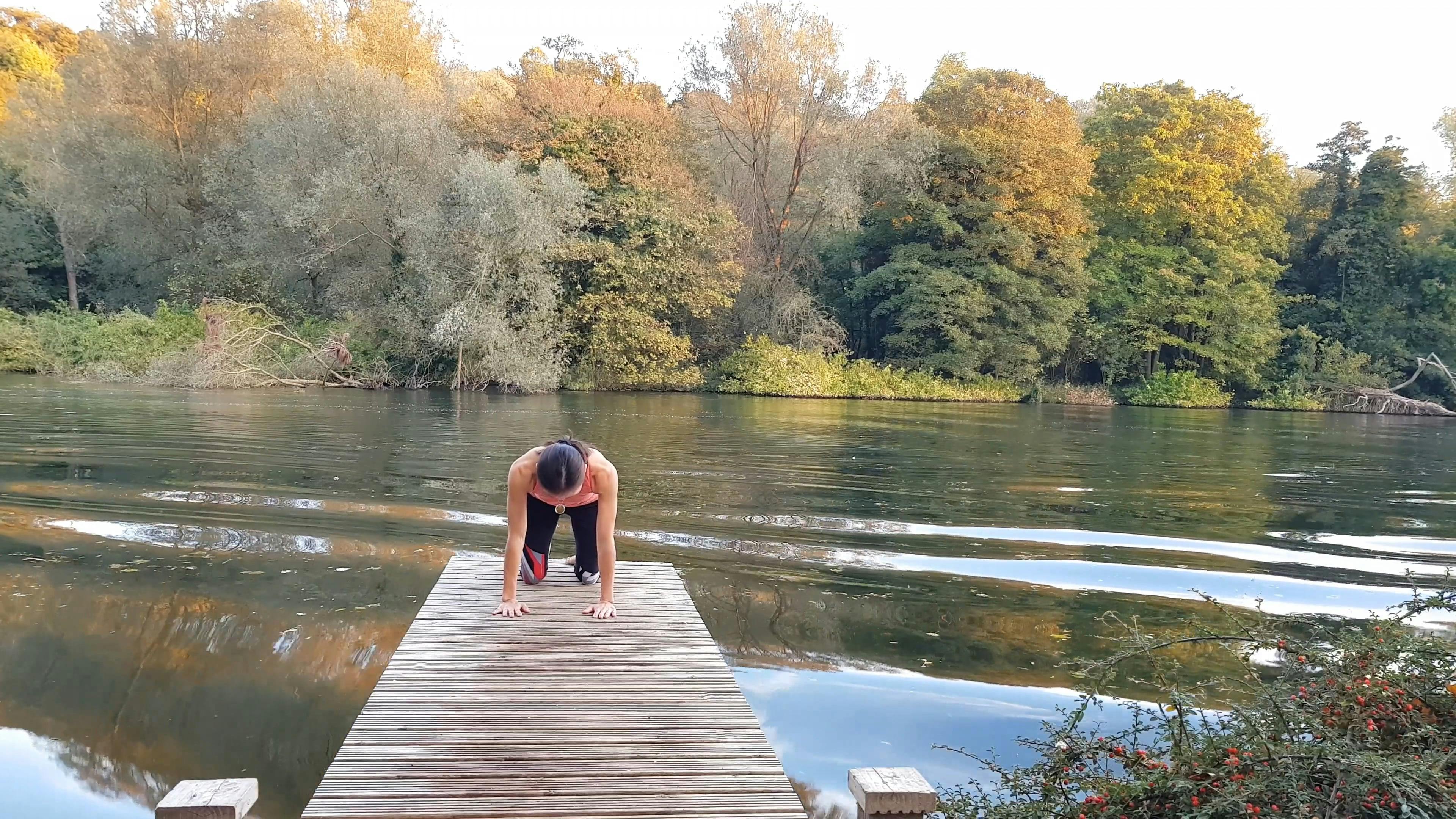 Woman Doing Yoga at the Lake Free Stock Video Footage, RoyaltyFree 4K