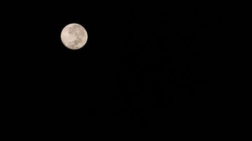 Moon On Black Background  In Timelapse Mode