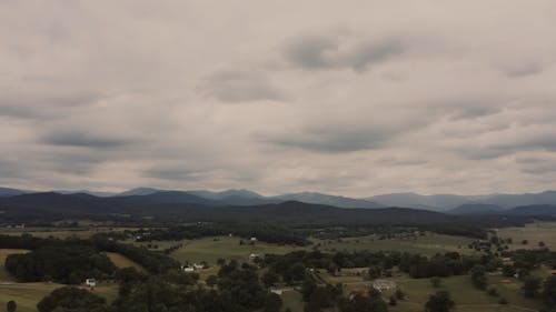 Grassland With Trees Under A Cloudy Sky