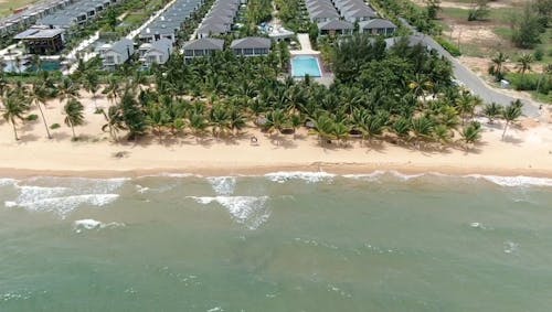 Drone View Of An Island Beach Resort