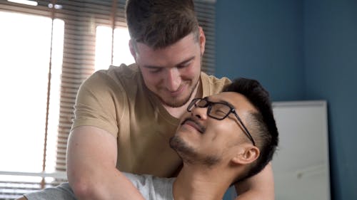 Men Couple Sweet Moments Together