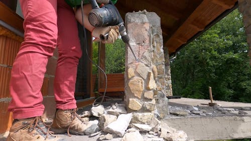 Video Of Person Removing Rocks On A Column