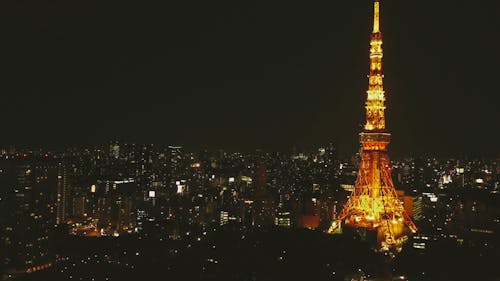 An Aerial Footage of the Tokyo Tower