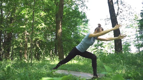 Video Of Woman Doing Yoga On Forest 