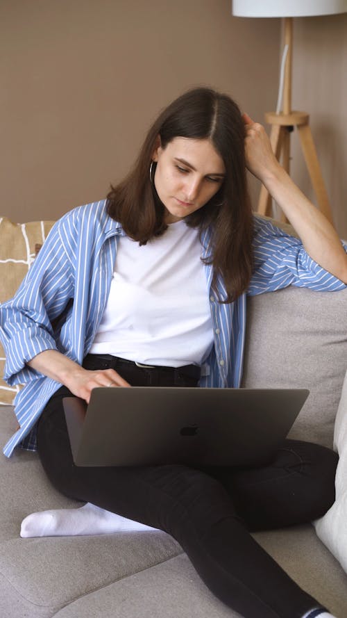 Woman Using A Computer Laptop