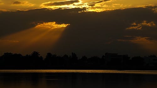 A Cloudy Sunset on the Lake