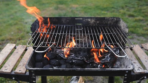 Close-Up Video Of Flame On Grill 