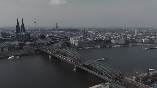 An Aerial Footage of the Hohenzollern Bridge