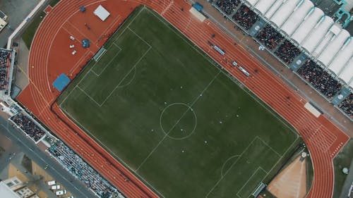 An Aerial Footage of a Soccer Field