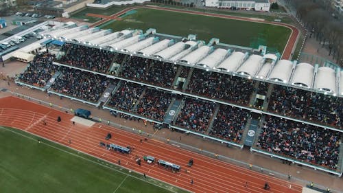 Drone Footage Of Audience In A Football Match 