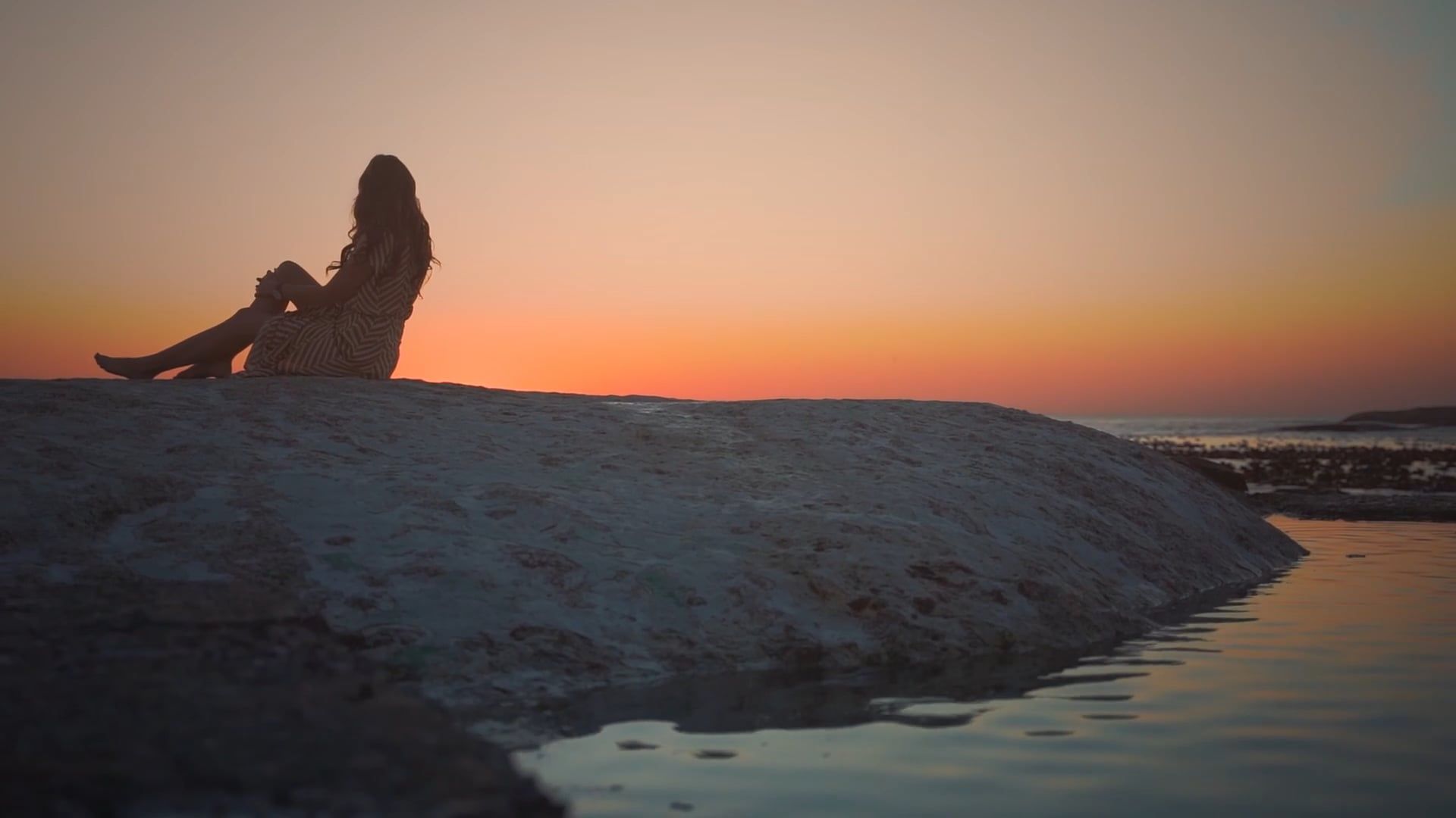 A Woman at the Beach Watching the Sunset Free Stock Video Footage ...
