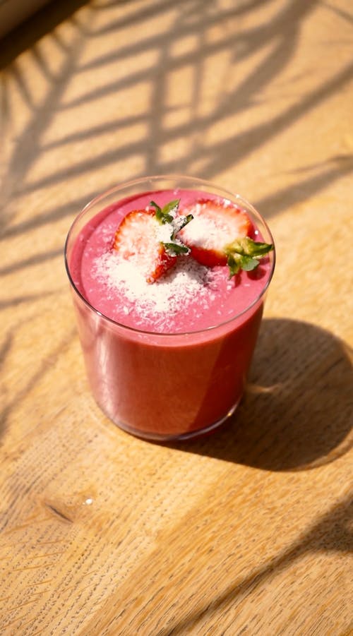 Close-Up Video Of Strawberry Smoothie