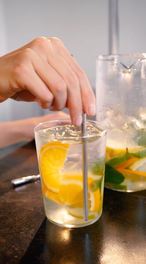 Video Of Person Stirring The Lemonade Drink