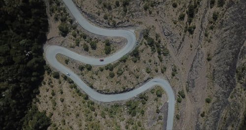 An Aerial Footage of a Long and Winding Road