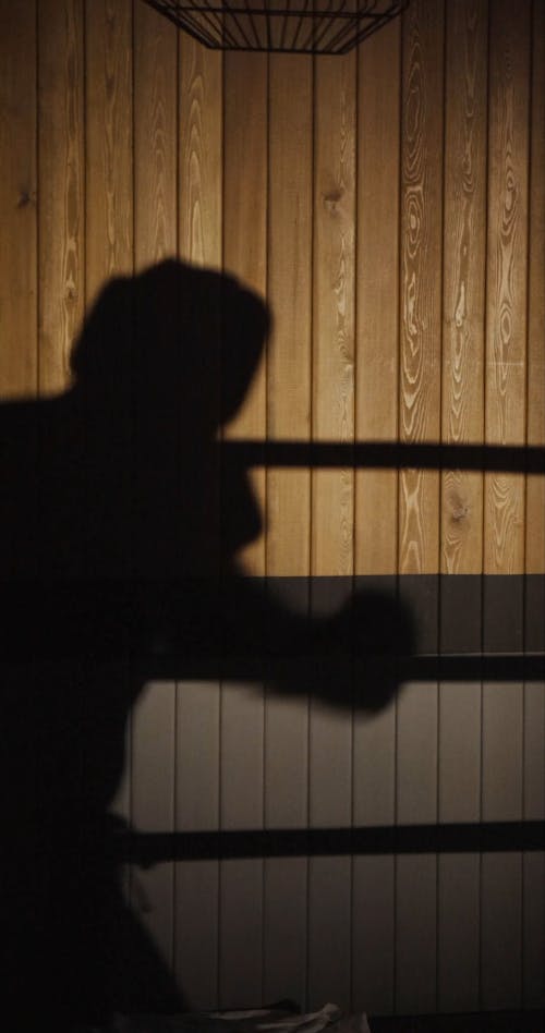 Shadow Of A Boxer Boxing Inside The Ring