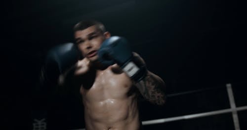 A Boxer Showing His Rapid Punching Skill