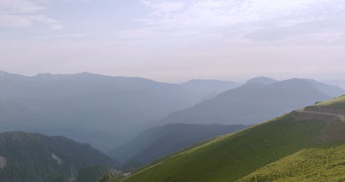 Aerial View Of Mountains On A Foggy Day