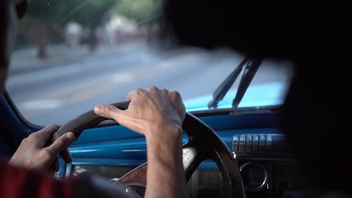 Road Travelling In An Old Car