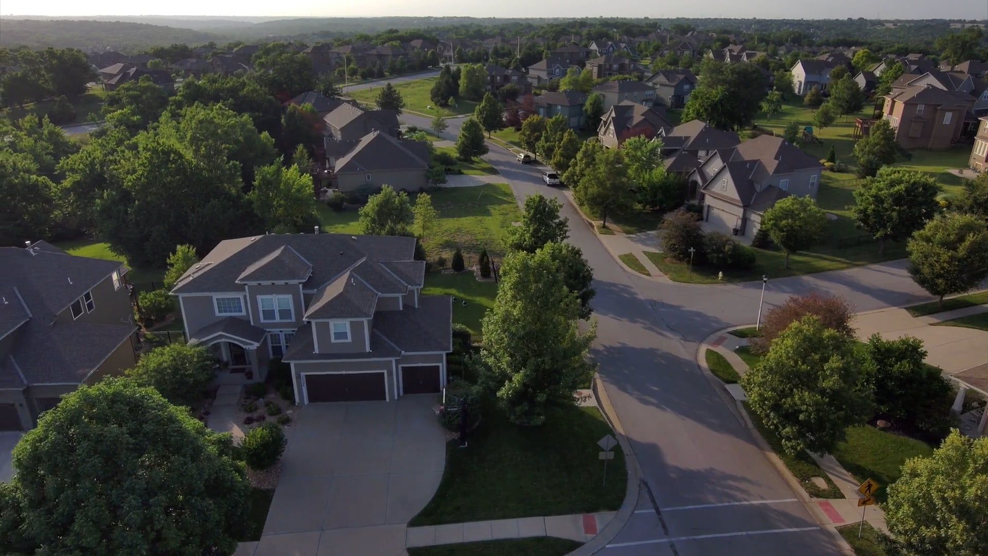 Drone Flying Over A Residential Neighborho · Free Stock Video