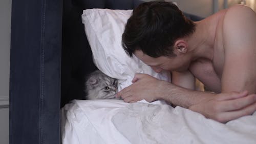 Man Showing Love For His Cat                                                                                                                                                                   