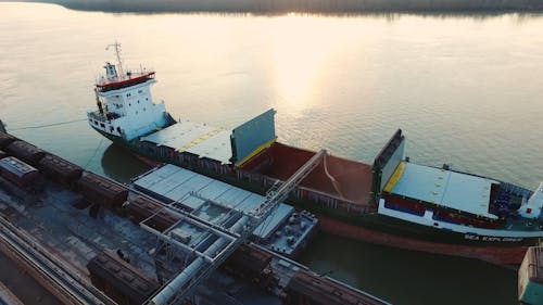 Loading Cargo On A Cargo Ship Hatch