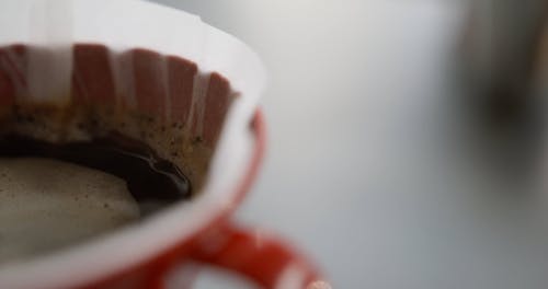 Filtering Ground Coffee To Make a Brewed Coffee