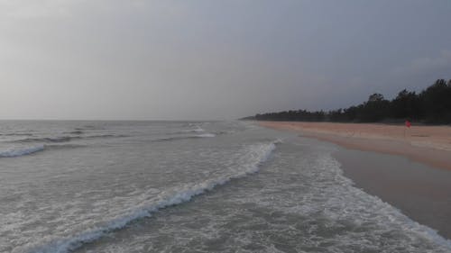 Drone Footage Of Seawaves During Dawn