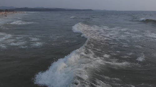 Drone Footage Of Ocean Waves Rushing To The Shore