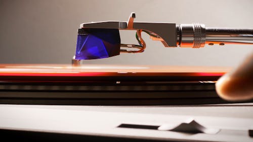 Close-up View Of A Turntable With Vinyl Record Playing