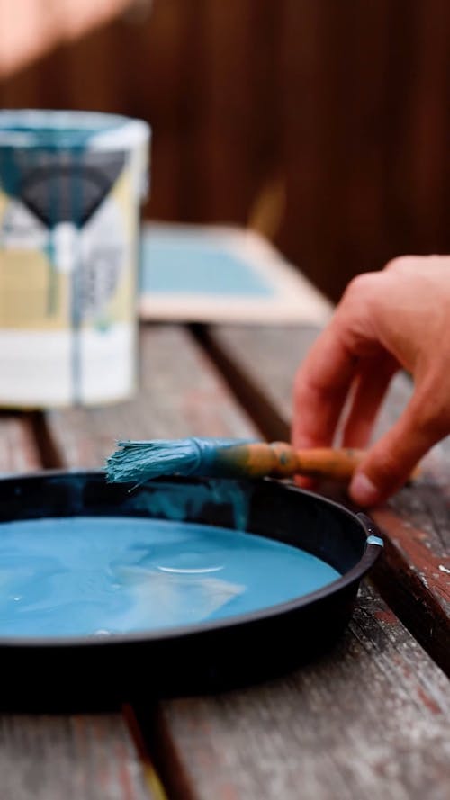 Video Of Person Mixing Blue Paint