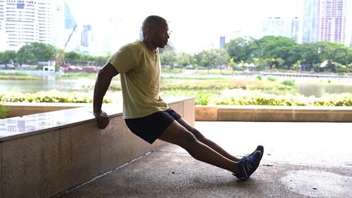 Man Doing Tricep Dip Exercise