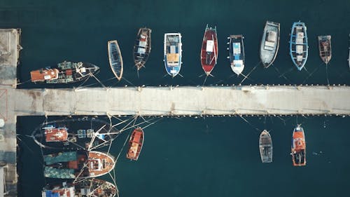 Drone Flying Over The Docking Area Of A Sea Port